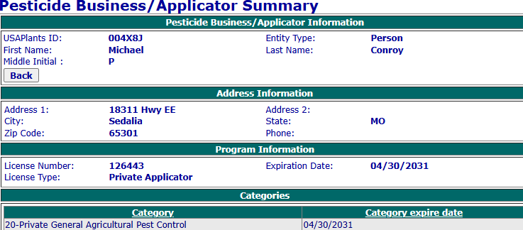 My restricted use pesticide applicator permit